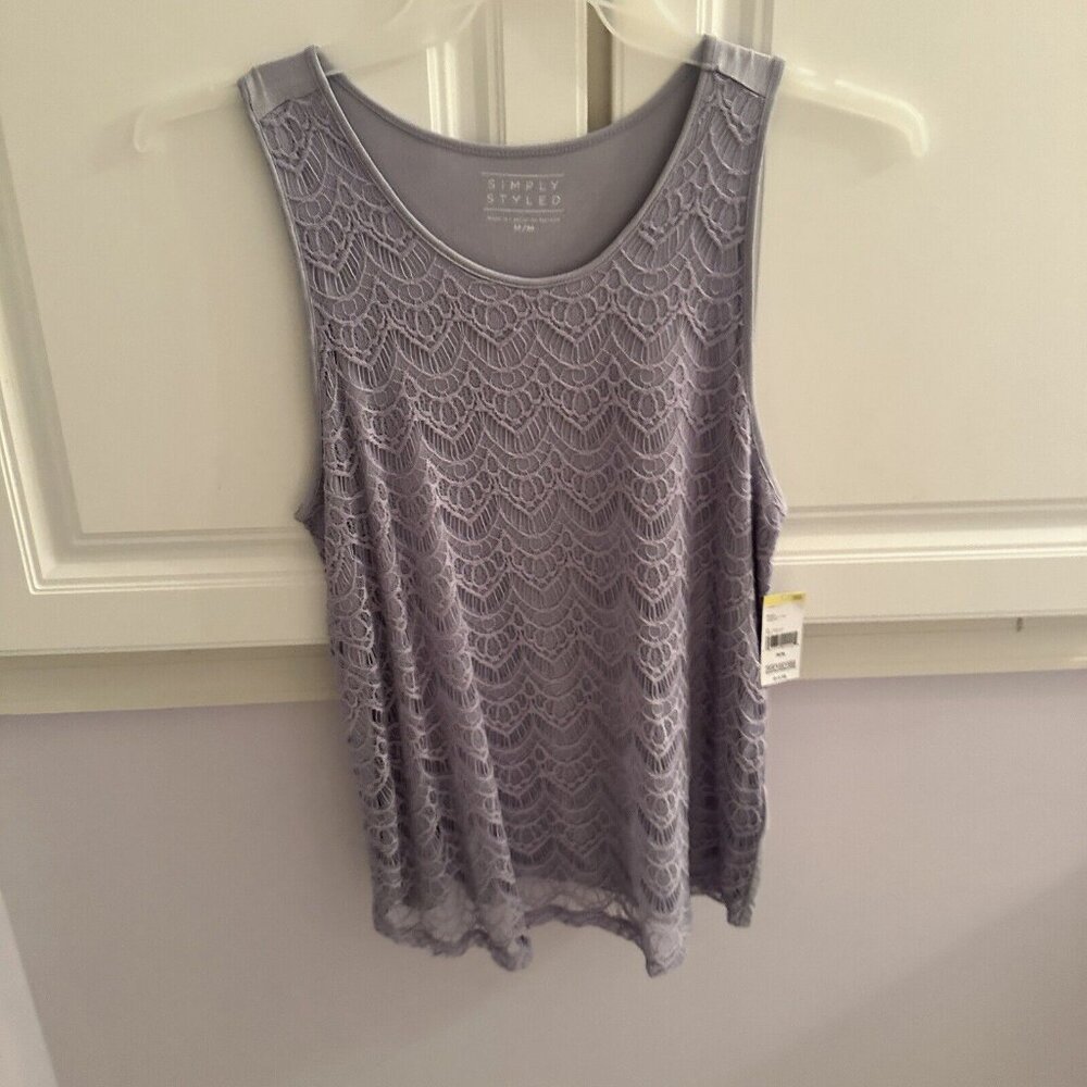 Simply Styled Lacy Lavender Sleeveless Scoop Neck Top Size M | Feminine Blouse